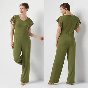 H by Halston Wide Leg Jumpsuit with Lace Sleeves